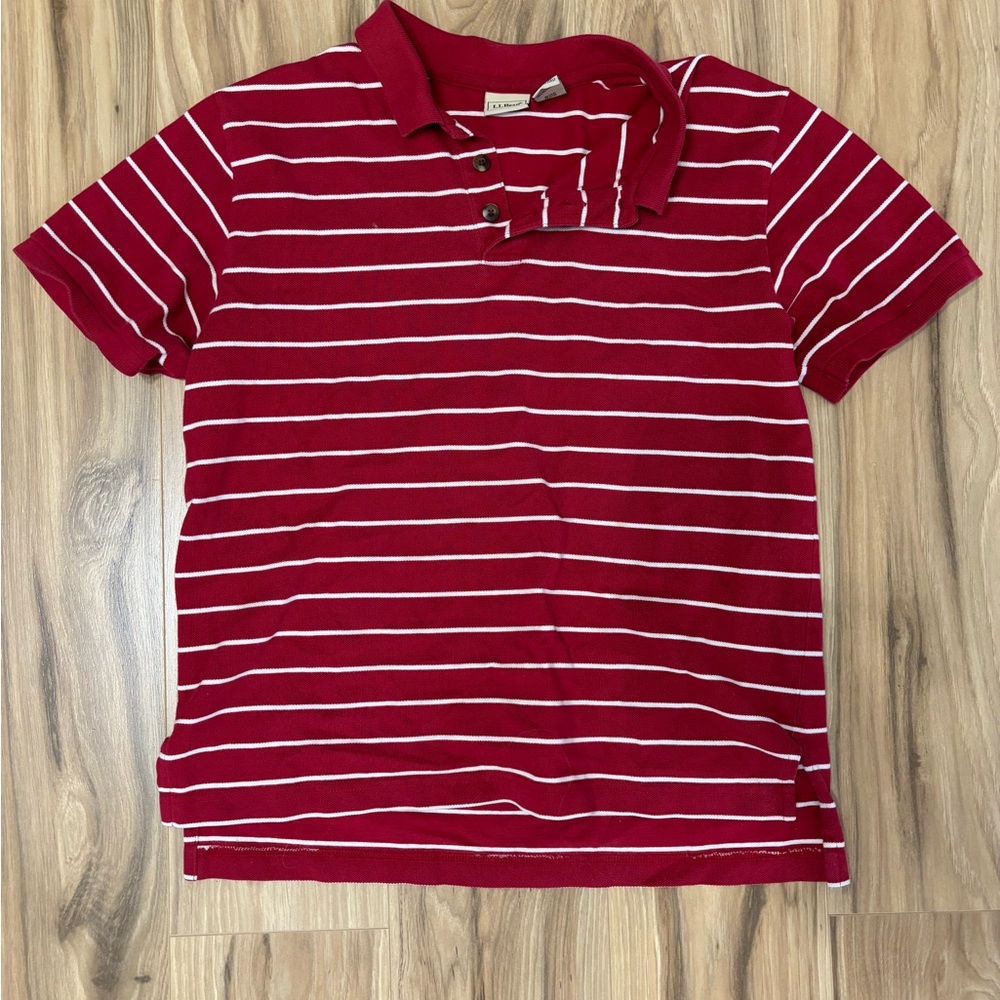 L.L. Bean Kids' Red Striped Polo Shirt